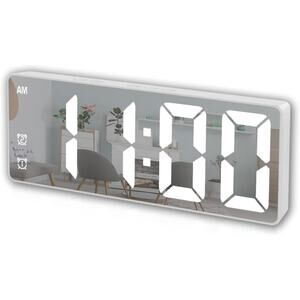 Digital Alarm Clock LED Type C or AAA Battery Operated Snooze 12/24H Mirror